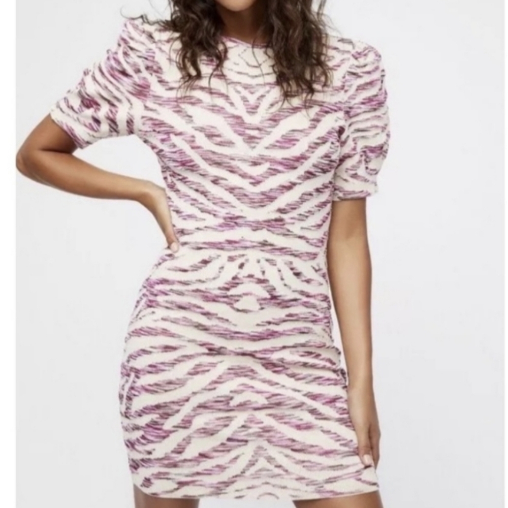Free People 'Take Me Out' Pink Bodycon Zebra Print Dress Size Small